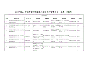 武汉市高、中级专业技术职务任职资格评审委员会一览表.docx