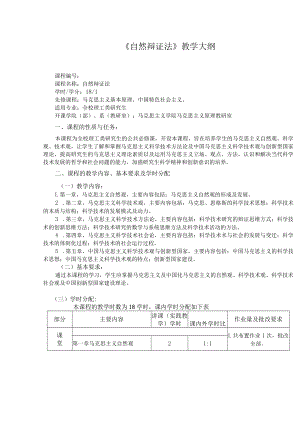 武汉理工《自然辩证法》教学大纲.docx