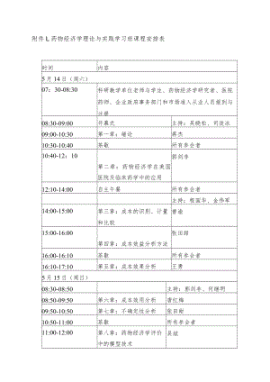 药物经济学理论与实践学习班课程安排表.docx