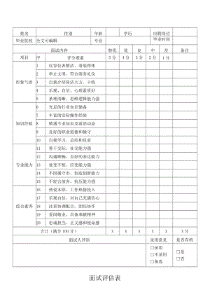 面试评分表评估表.docx