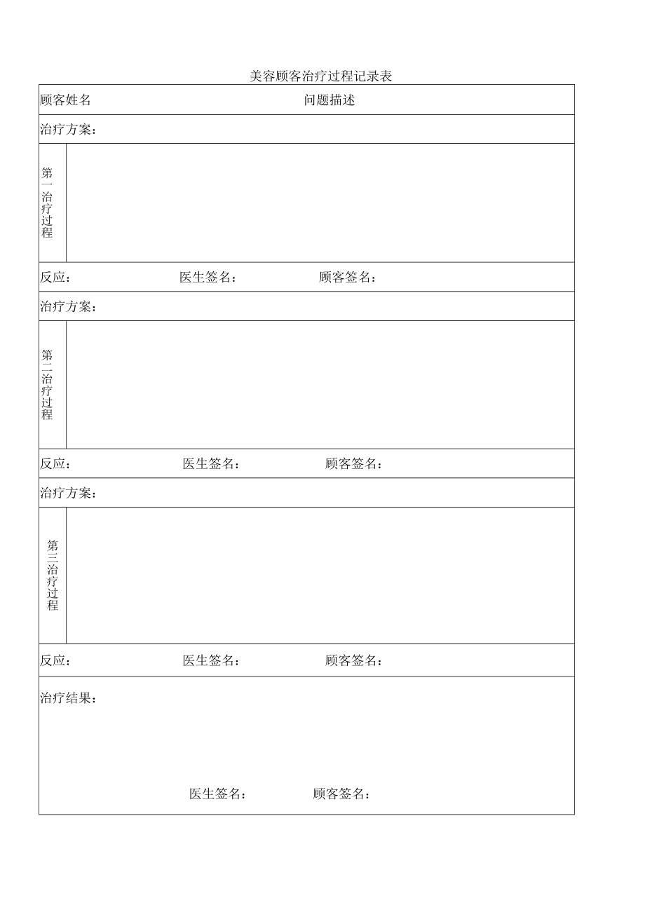 美容顾客治疗过程记录表.docx_第1页