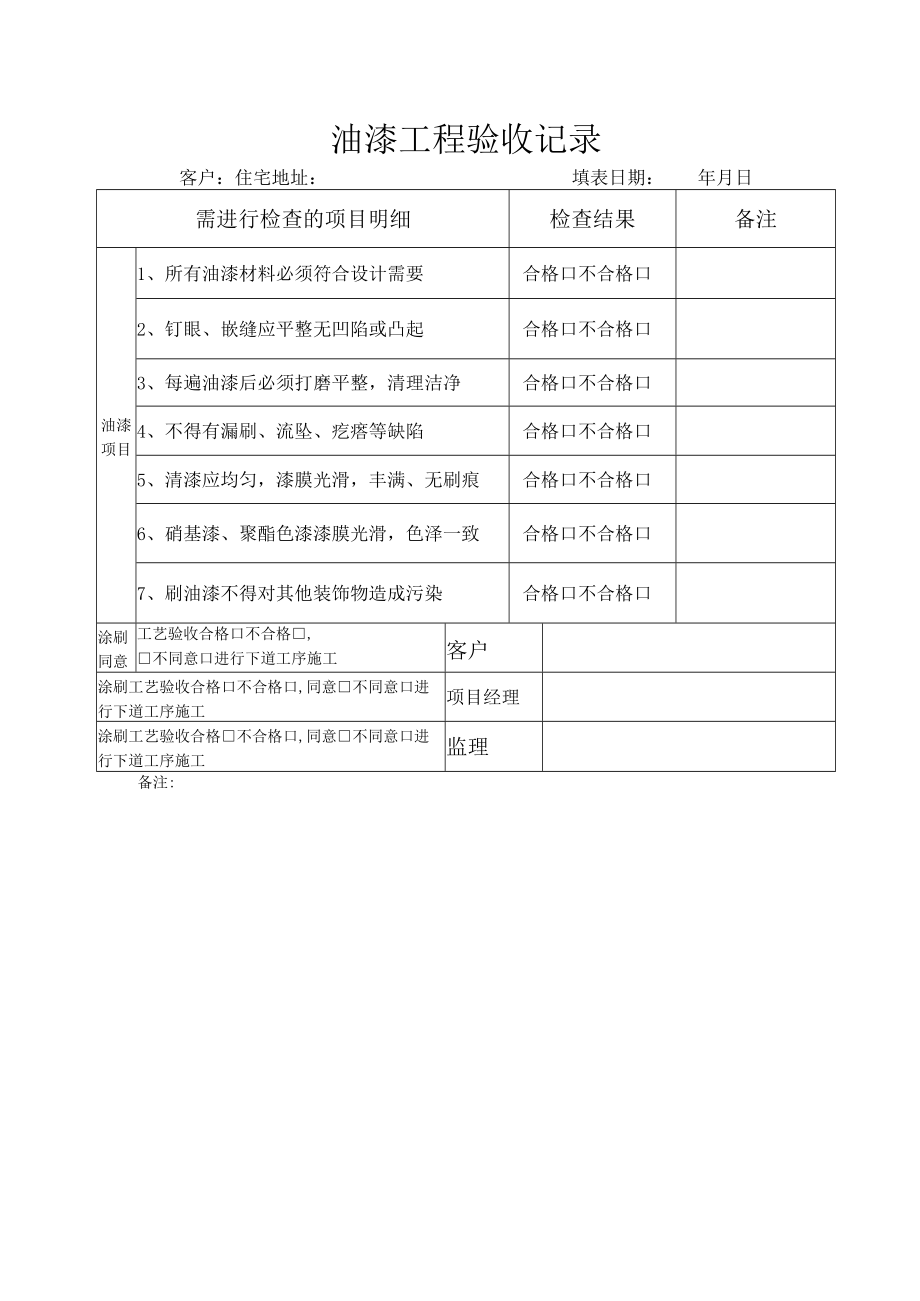 油漆工程验收记录单-安乐窝验收节点（5）.docx_第1页