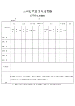 公司行政管理常用表格-公司行政检查表.docx