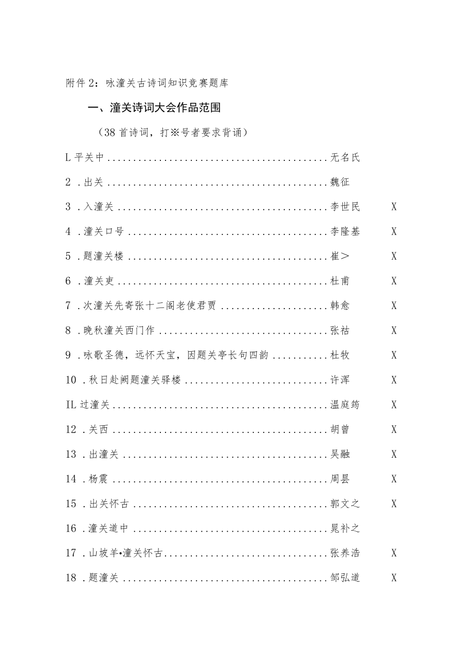 咏潼关古诗词知识竞赛题库.docx_第1页