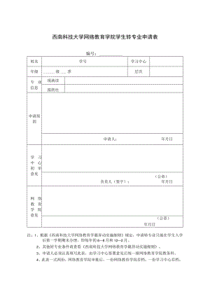 西南科技大学网络教育学院学生转专业申请表.docx