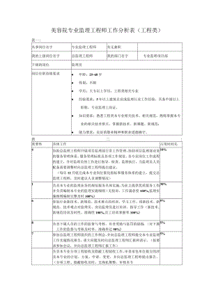 美容院专业监理工程师工作分析表（工程类）.docx