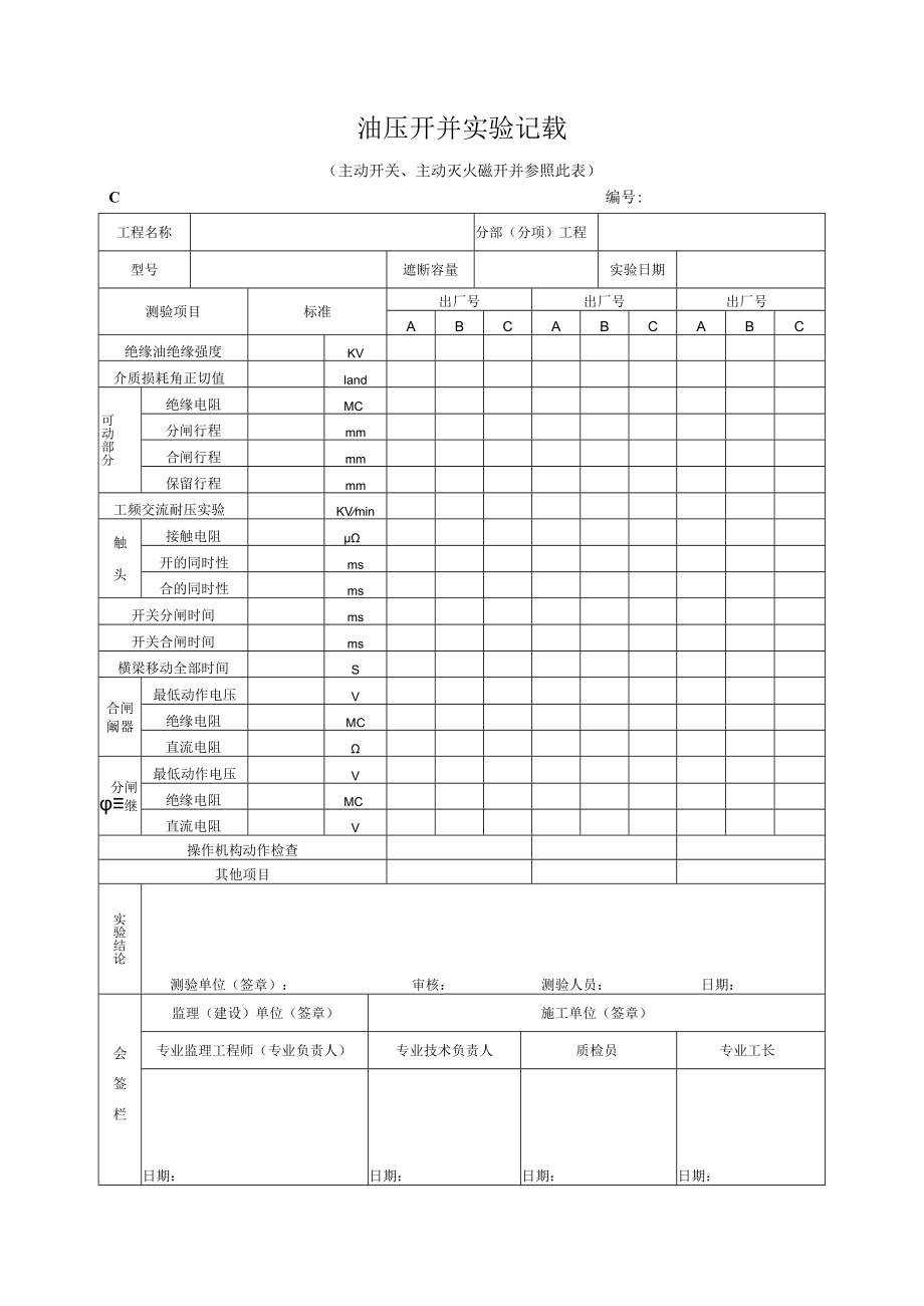 油压开并试验记录.docx_第1页