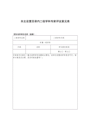 自主设置目录内二级学科专家评议意见表.docx