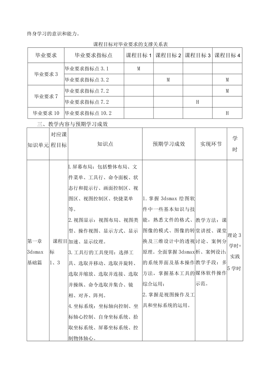 《计算机辅助设计（3）（3DMAX）》课程教学大纲.docx_第3页