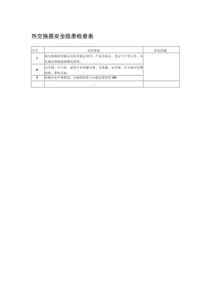 热交换器安全隐患检查表.docx