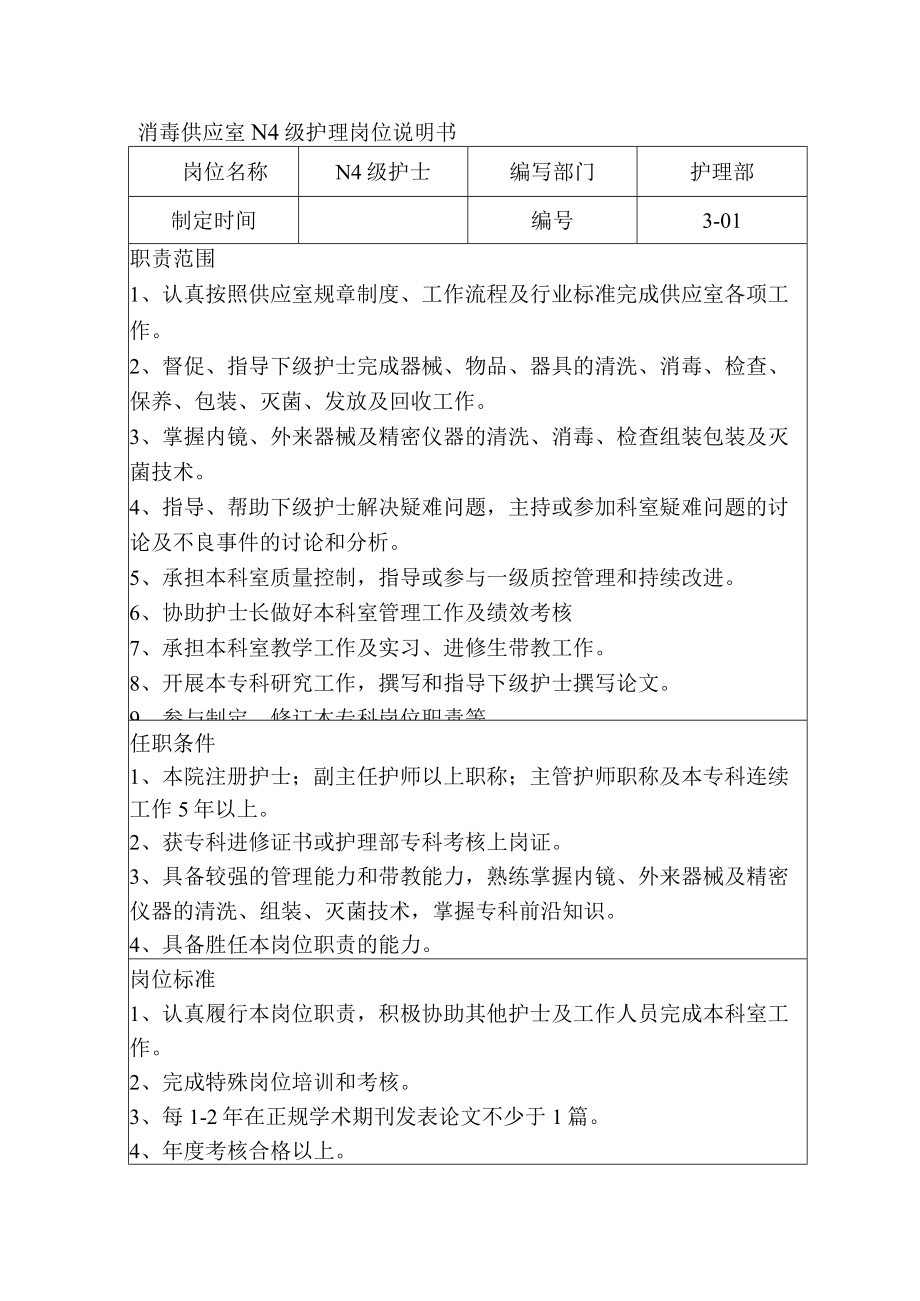 消毒供应室N4级护理岗位说明书.docx_第1页