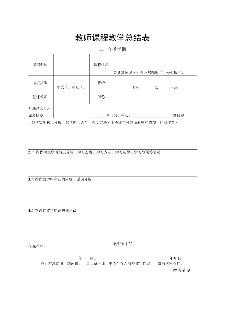 课程教学总结表.docx_第1页