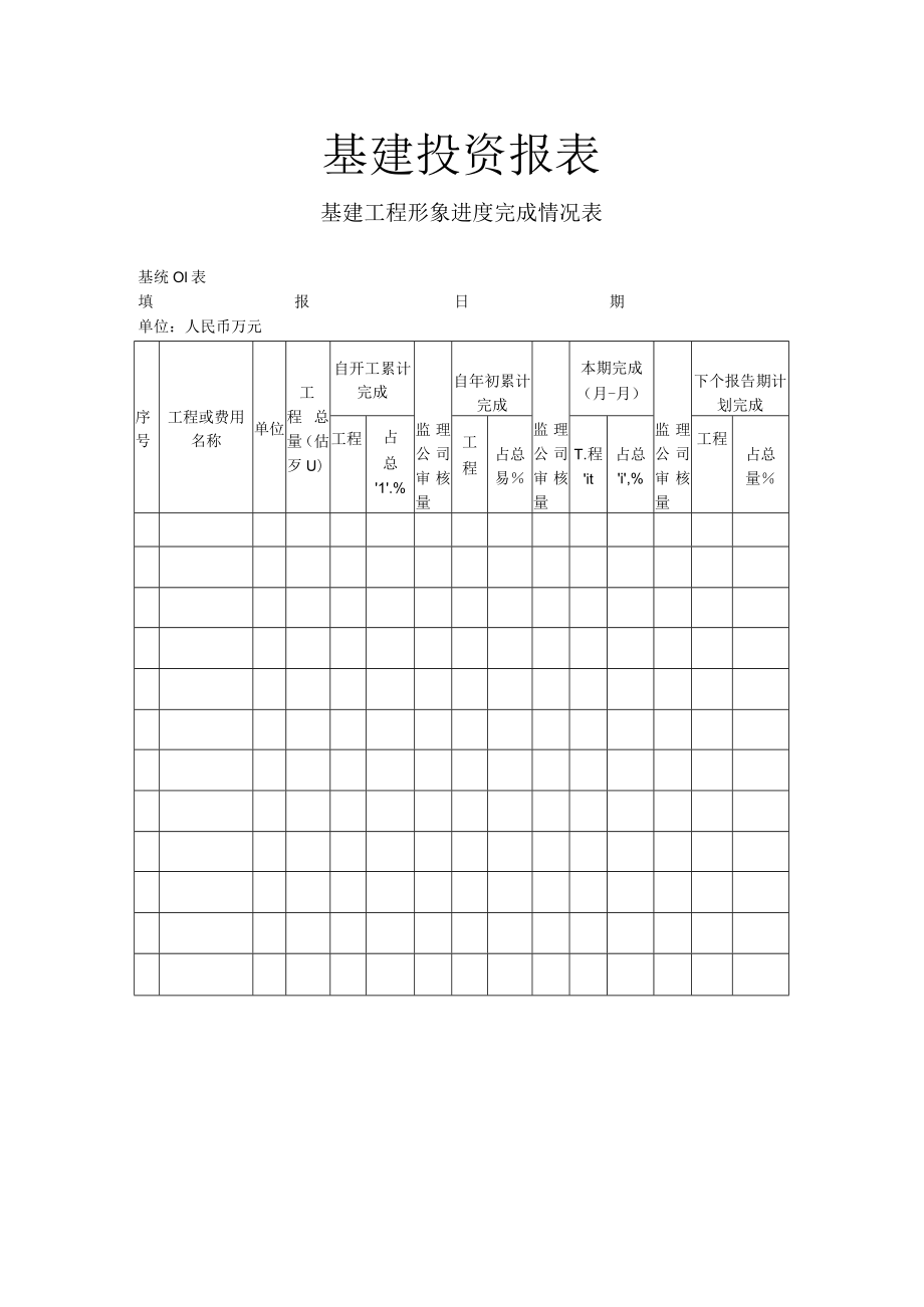 基建投资报表-基建工程形象进度完成情况表.docx_第1页