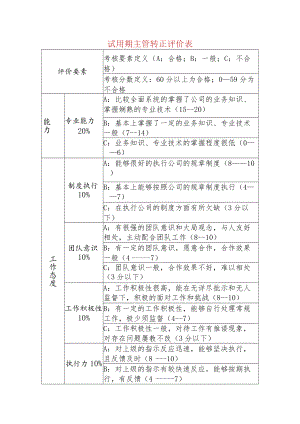 试用期主管转正评价表.docx