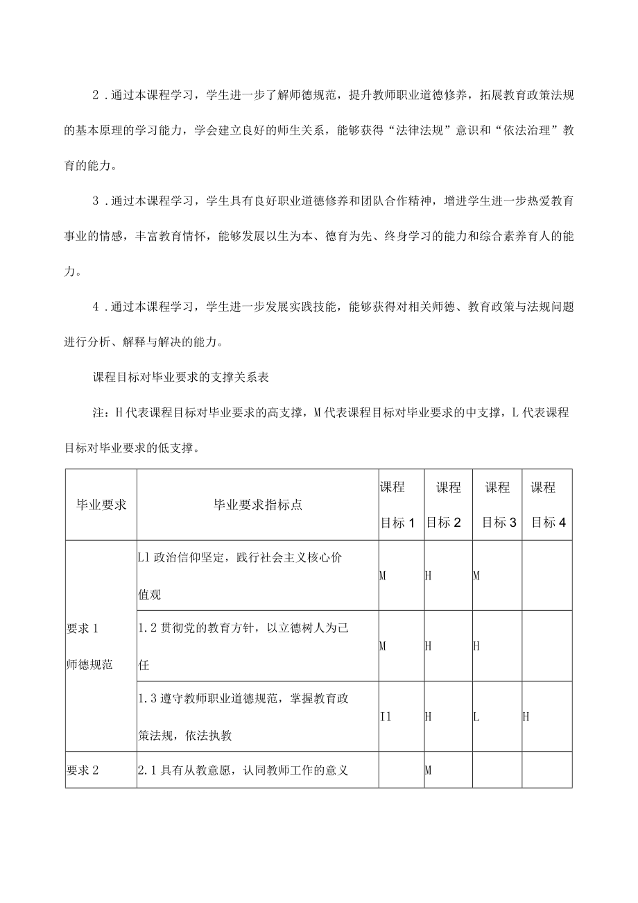 《教师职业道德与教育政策法规》课程教学大纲.docx_第2页