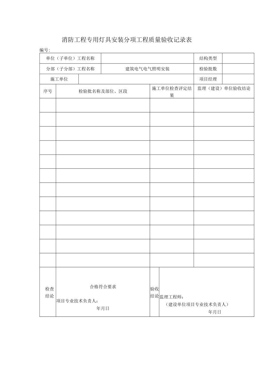 消防工程专用灯具安装分项工程质量验收记录表.docx_第1页