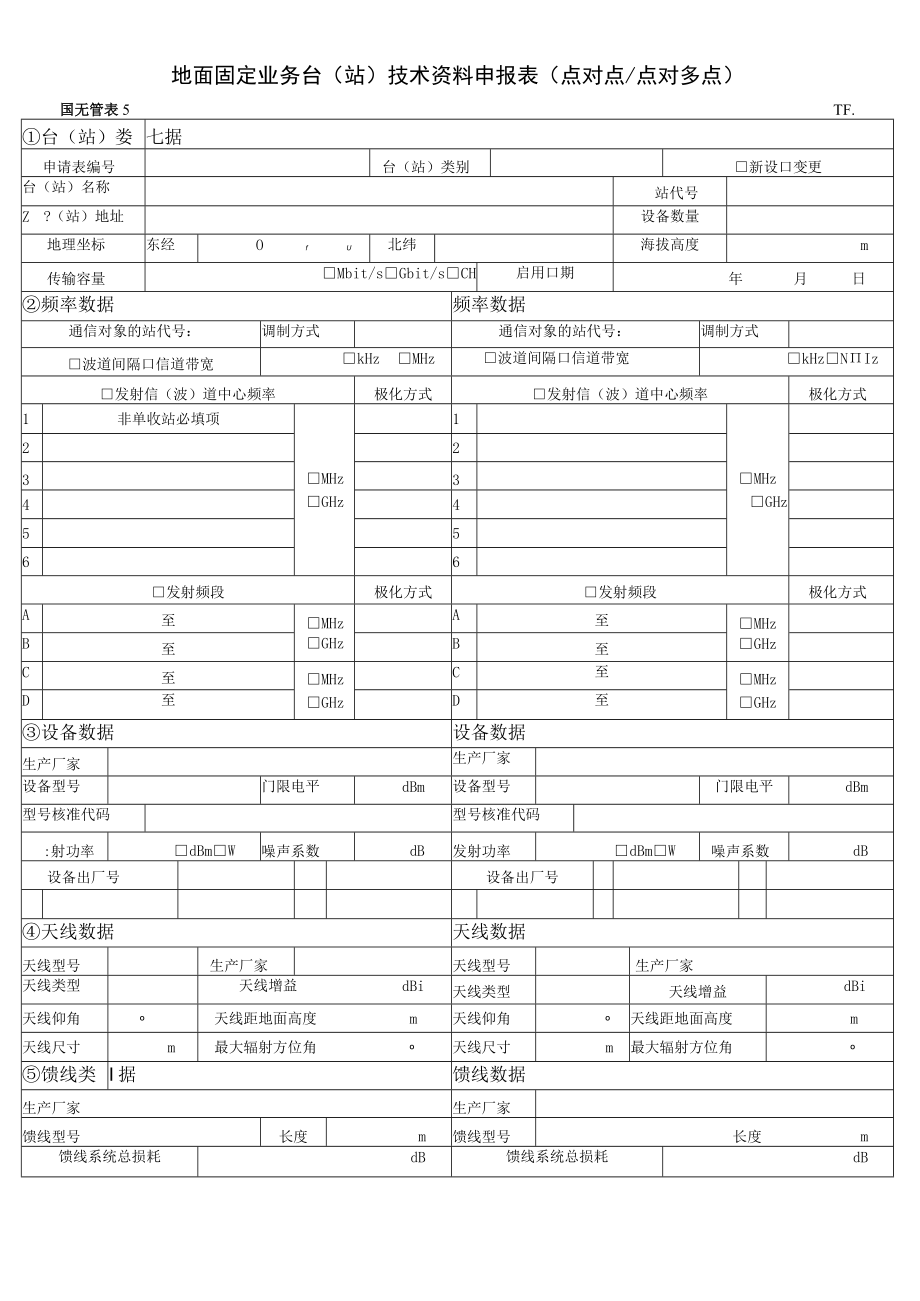 地面固定业务台站技术资料申报表点对点点对多点.docx_第1页