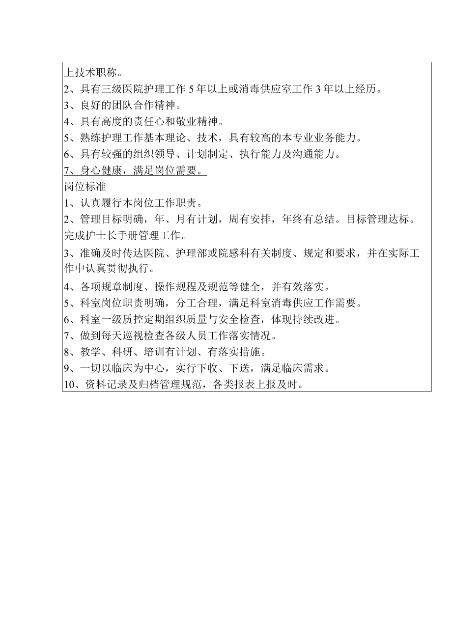 消毒供应室护士长岗位说明书.docx_第2页