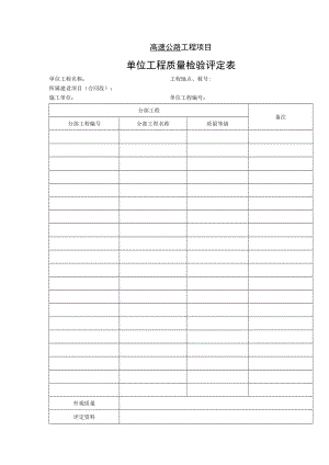 高速公路工程项目-单位工程质量检验评定表.docx