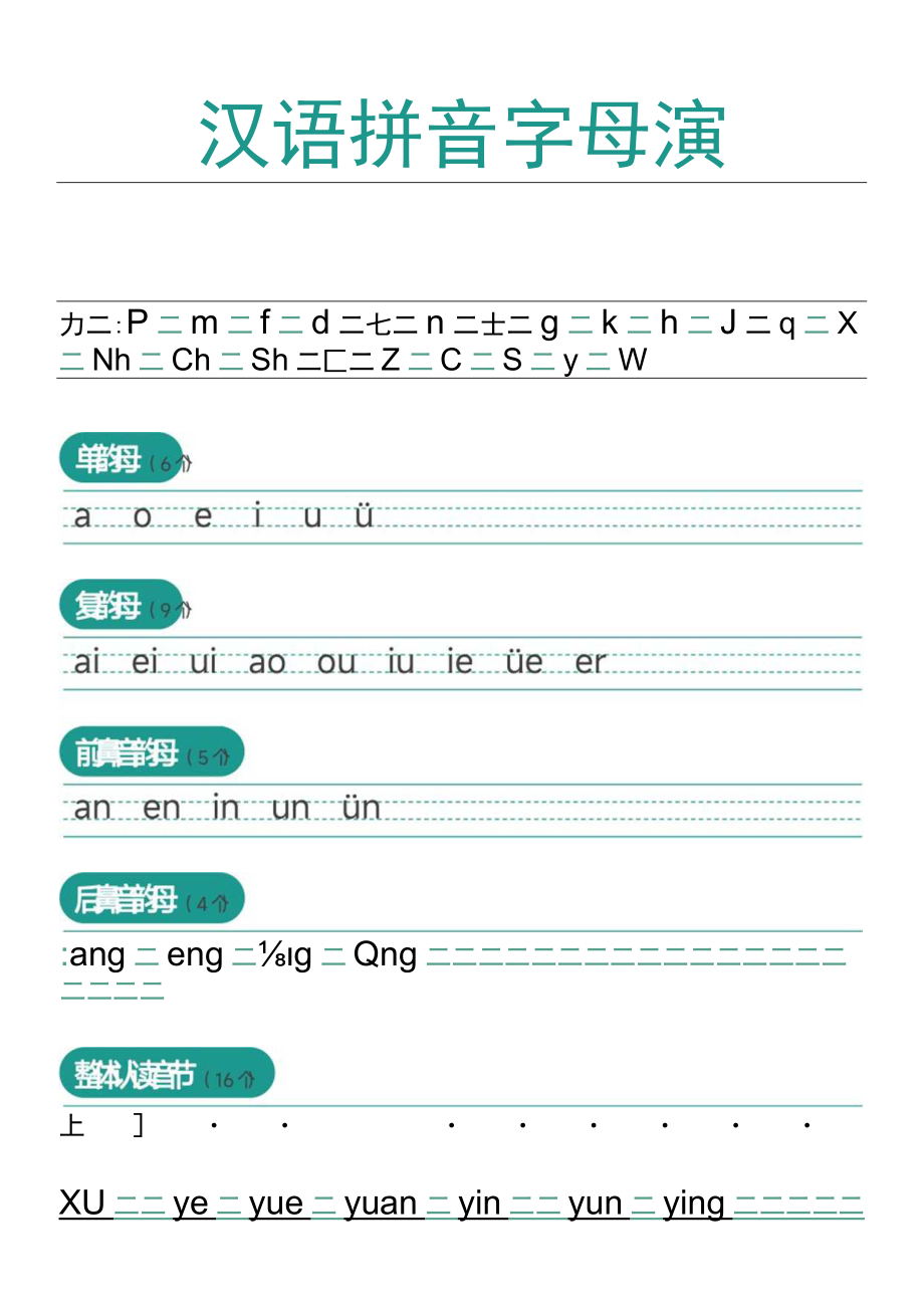 可爱卡通拼音字母表汉语拼音表.docx_第1页