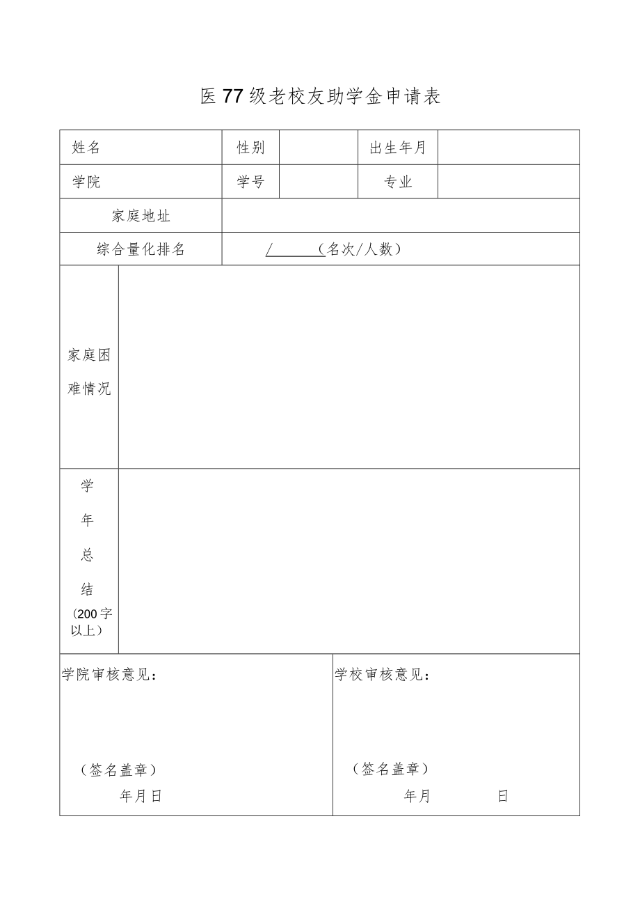 医77级老校友助学金申请表.docx_第1页