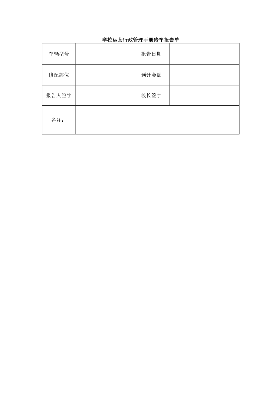 学校运营行政管理手册修车报告单.docx_第1页