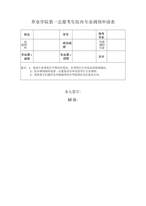 草业学院第一志愿考生院内专业调剂申请表.docx