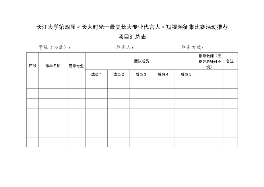 长江大学第四届“长大时光--最美长大专业代言人”短视频征集比赛活动推荐项目汇总表.docx_第1页