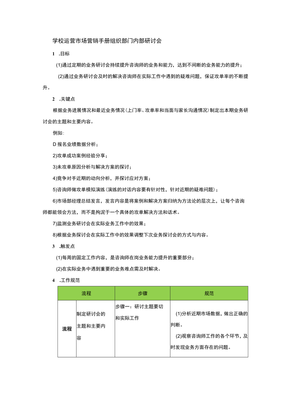 学校运营市场营销手册组织部门内部研讨会.docx_第1页