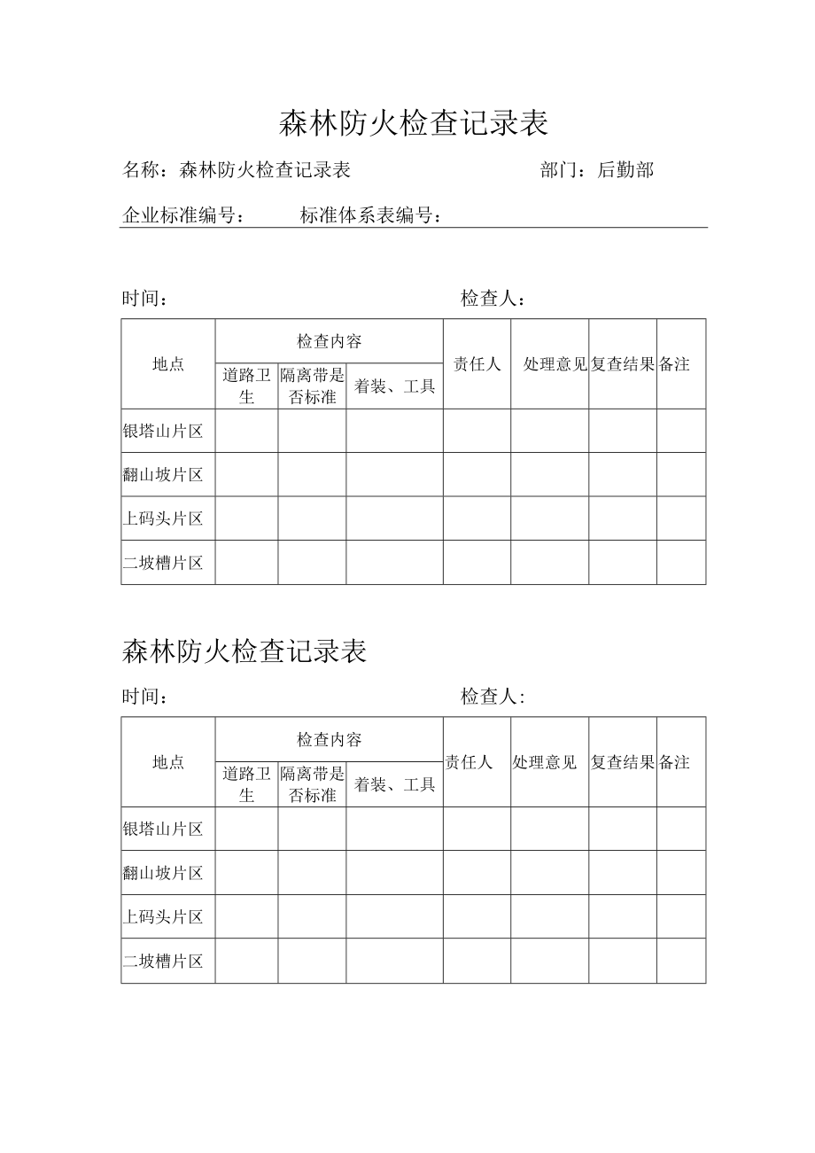 森林防火检查记录表.docx_第1页