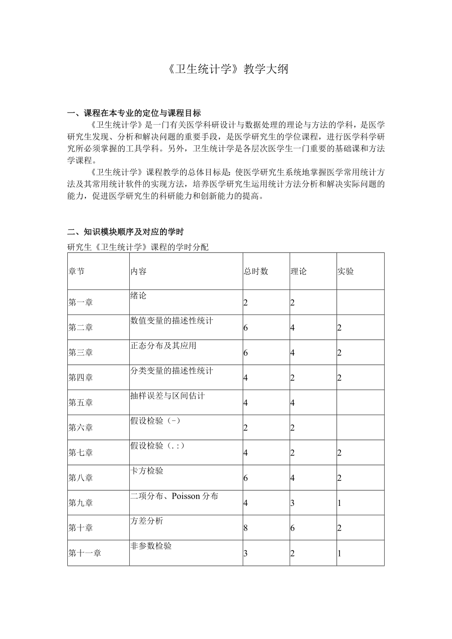 皖医《卫生统计学》教学大纲.docx_第1页