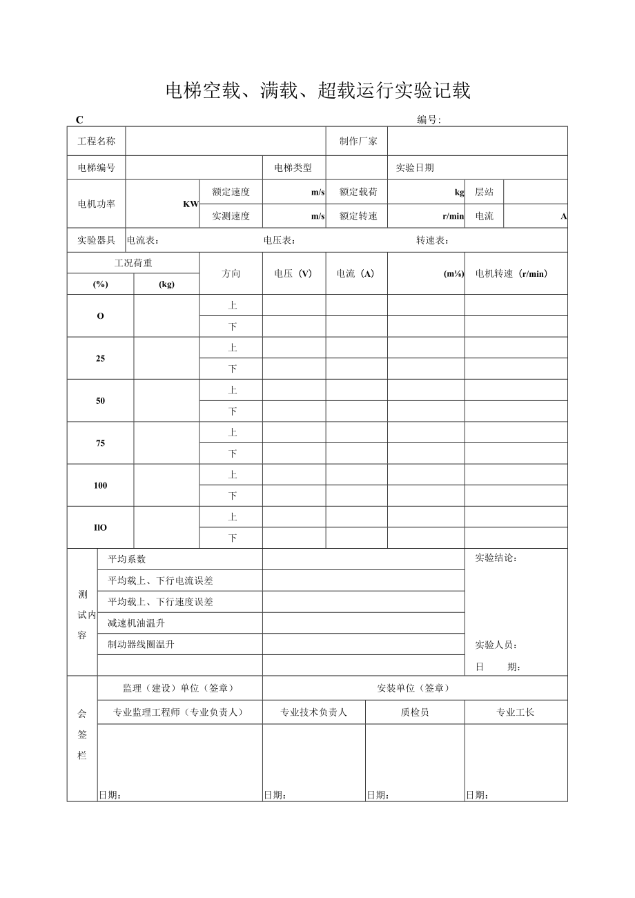 电梯空载、满载、超载运行试验记录.docx_第1页