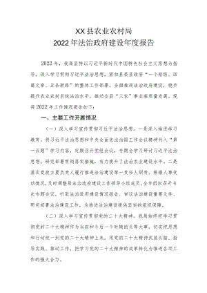 XX县农业农村局2022年法治政府建设年度报告.docx