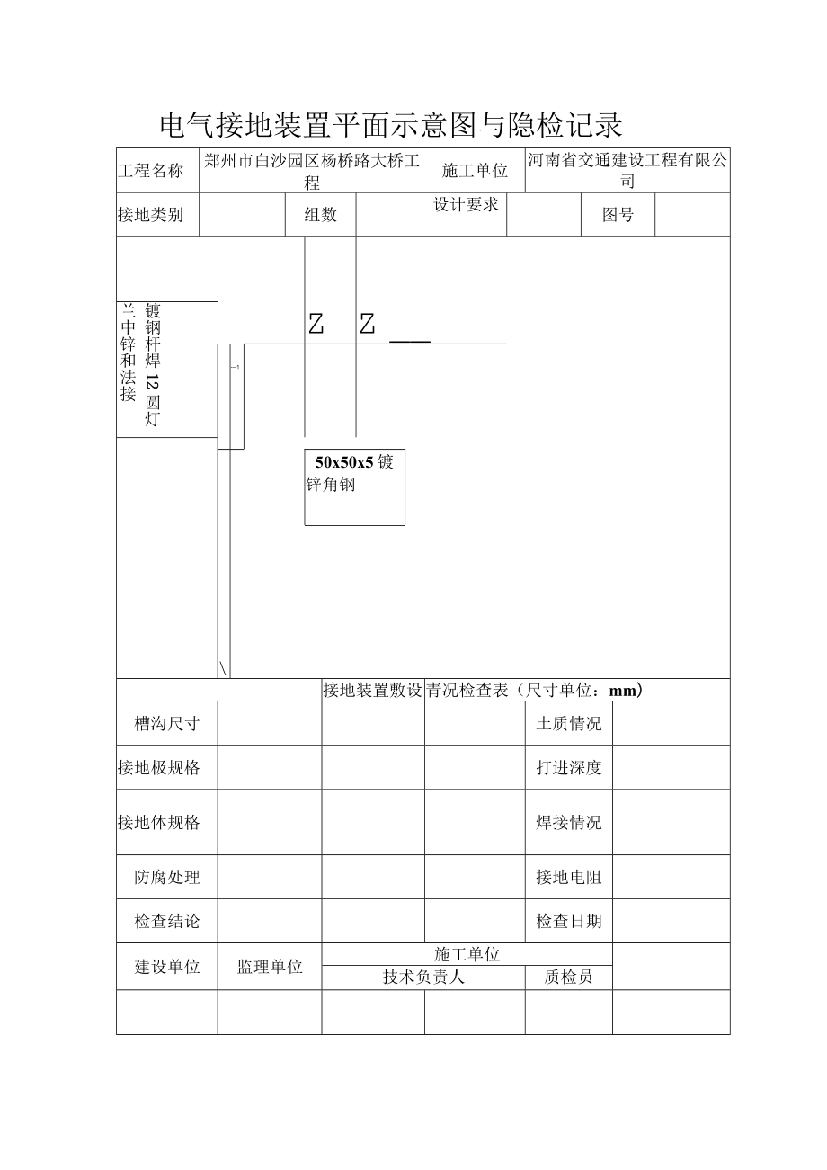 电气接地装置平面示意图与隐检记录.docx_第1页