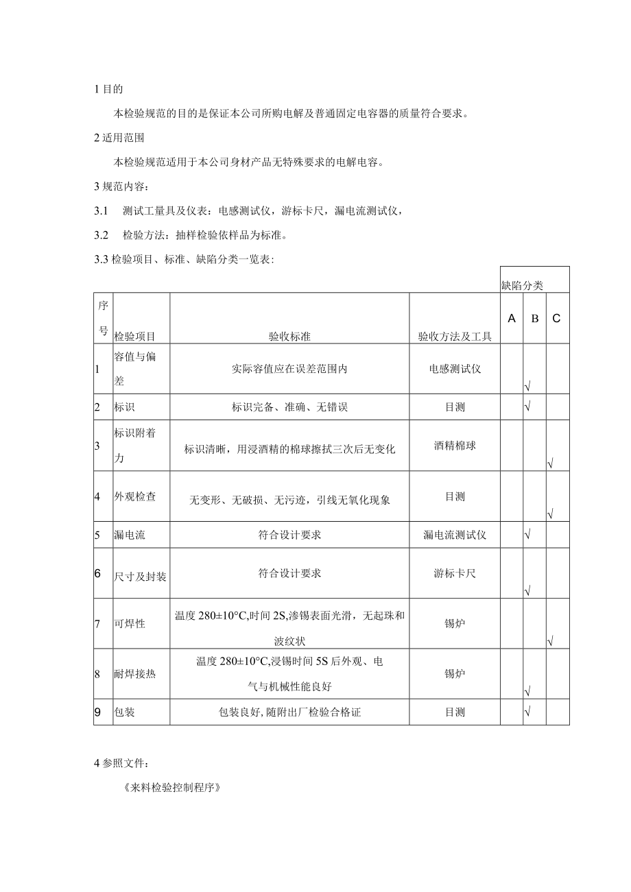 电解电容与普通电容-来料检验规范.docx