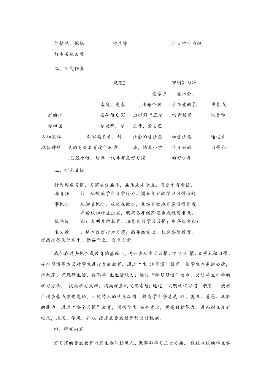 学生习惯养成教育研究实施方案.docx_第2页