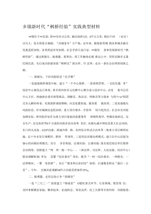 乡镇新时代“枫桥经验”实践典型材料.docx