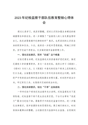 “2023年纪检监察干部队伍教育整顿”心得体会六篇.docx