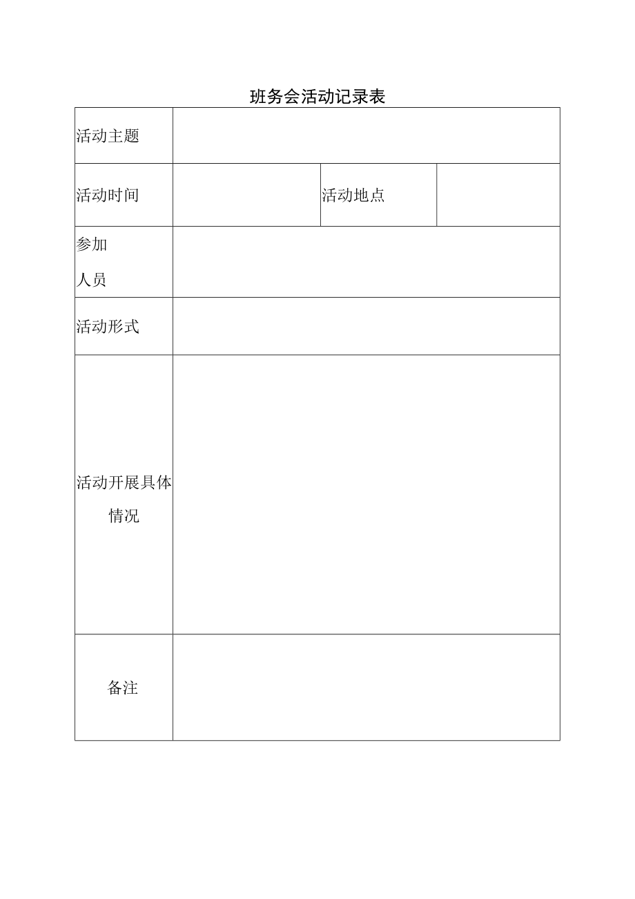 班务会活动记录表.docx_第1页