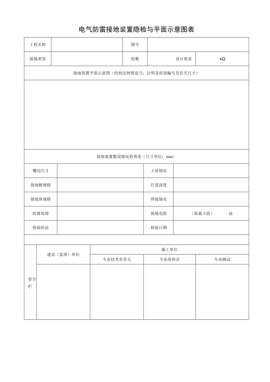 电气防雷接地装置隐检与平面示意图表.docx_第1页