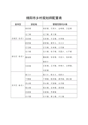 绵阳市乡村规划师配置表.docx