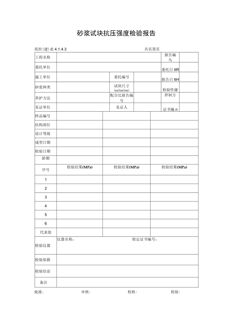 砂浆试块抗压强度检验报告.docx_第1页