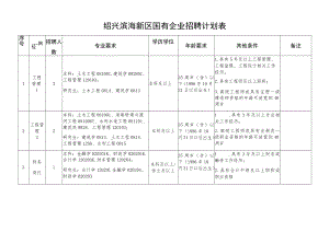 绍兴滨海新区国有企业招聘计划表.docx