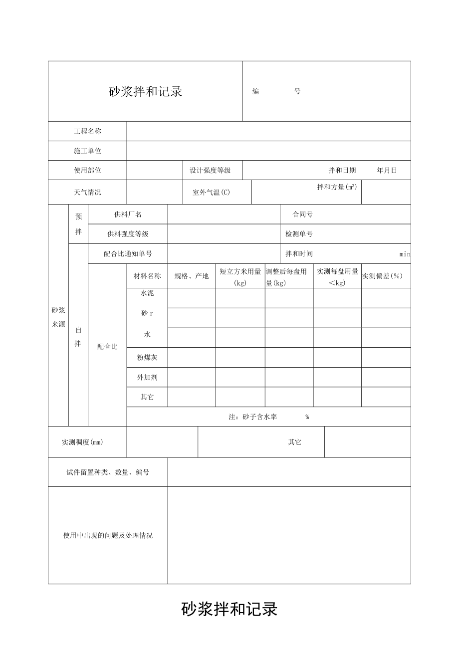 砂浆拌和记录.docx_第1页