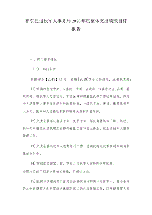 祁东县退役军人事务局2020年度整体支出绩效自评报告.docx