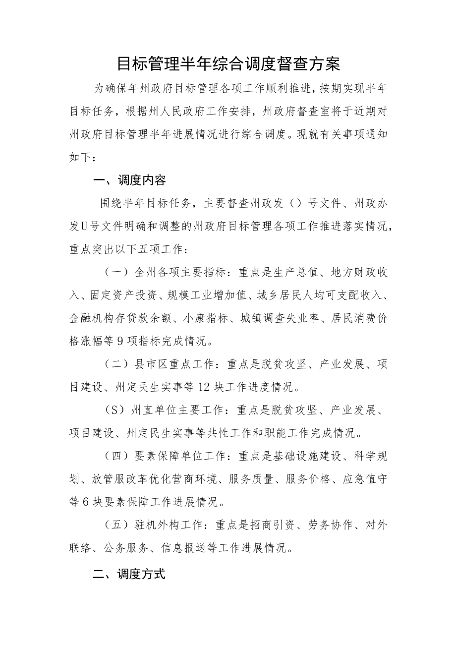 目标管理半年督查推进执行方案(目标管理半年综合调度).docx_第1页