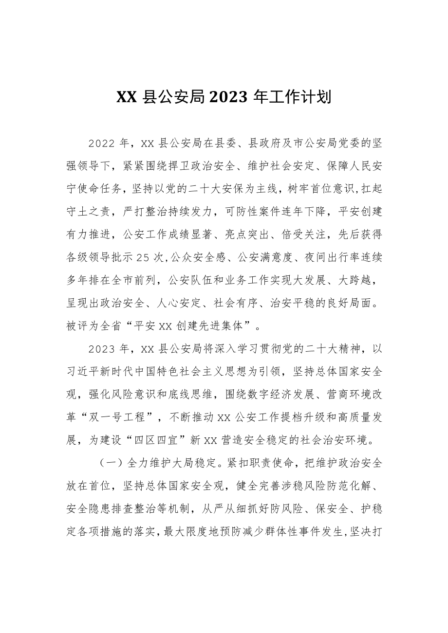 XX县公安局2023年工作计划 .docx_第1页