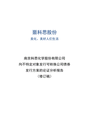 科思股份：向不特定对象发行可转换公司债券发行方案的论证分析报告（修订稿）.docx