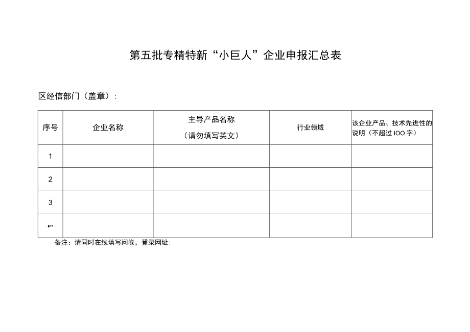 第五批专精特新“小巨人”企业申报汇总表.docx_第1页