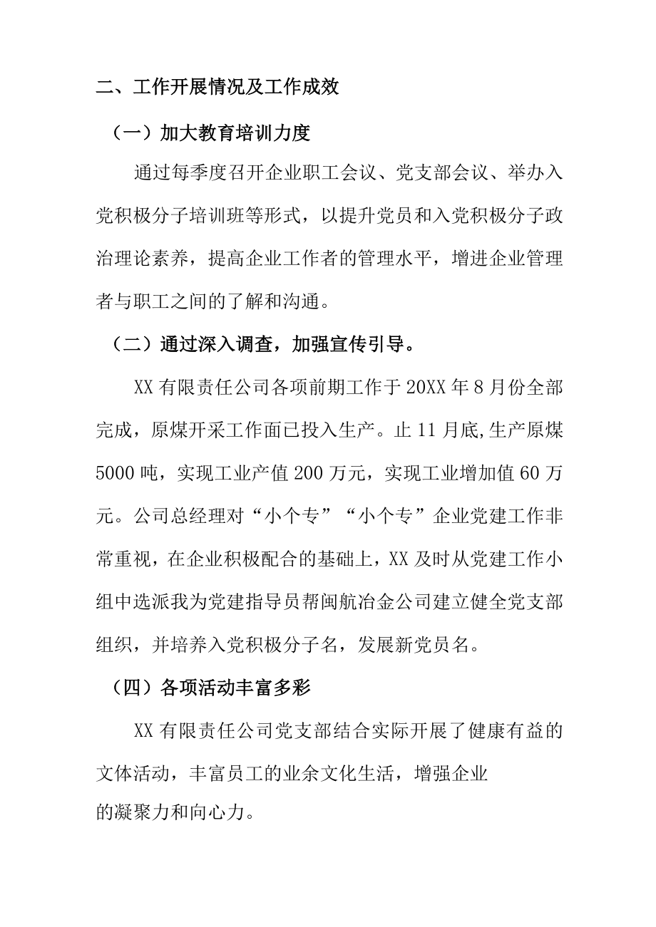 派驻小个专企业党建指导员工作总结.docx_第2页